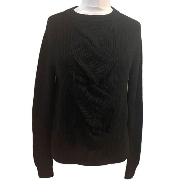 Vineyard Vines Rare Sample Black Cable Knit Crewneck Sweater XS Small Wool - Picture 1 of 9